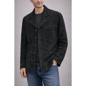 Brandon Thomas Black Leather Blazer Jacket Size M Button Front